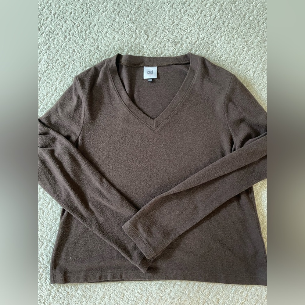 CAbi Relaxed Tee V-Neck in Brown